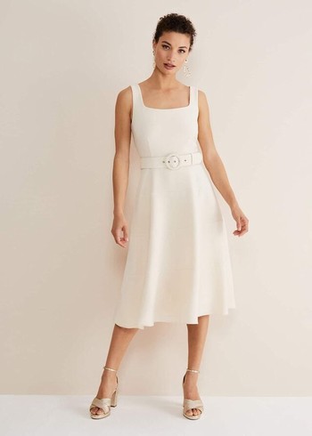 Phase Eight Ethel Fit And Flare Dress Cream USA | 7312549-JX